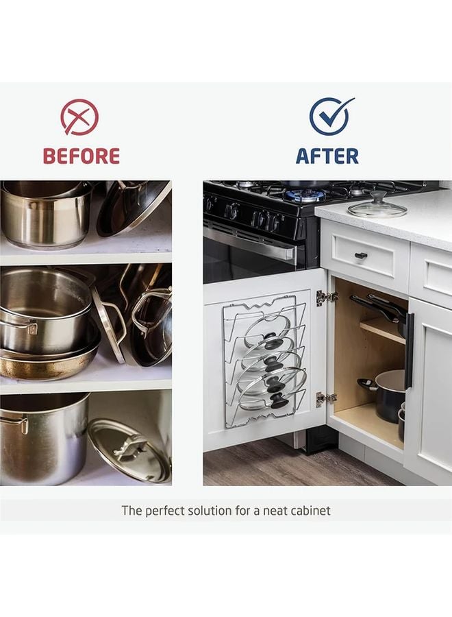 1pc Heavy Duty Stainless Steel Pot Lid Pan Organizer Wall Mounted Space Saving Rack - Image 2